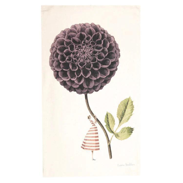 In Bloom Single Purple Dahlia Tea Towel