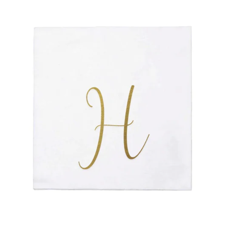 Vietri Gold Monogram Papersoft Napkin - H