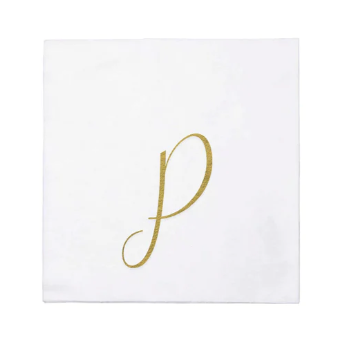 Vietri Gold Monogram Papersoft Napkin - P